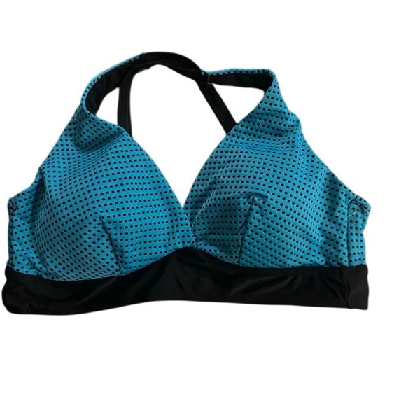NWT Torrid size 1= 1X bikini top mesh teal triangle - Picture 1 of 5